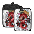 Red Japanese Dragon Tattoo Print Pot Holders With Pocket