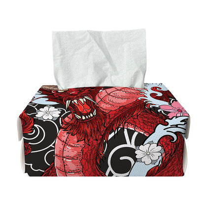 Red Japanese Dragon Tattoo Print Rectangle Tissue Box Cover