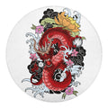 Red Japanese Dragon Tattoo Print Round Blanket