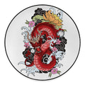Red Japanese Dragon Tattoo Print Round Floor Mat