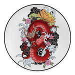 Red Japanese Dragon Tattoo Print Round Floor Mat