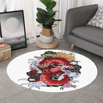 Red Japanese Dragon Tattoo Print Round Rug