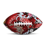 Red Japanese Dragon Tattoo Print Rugby Ball