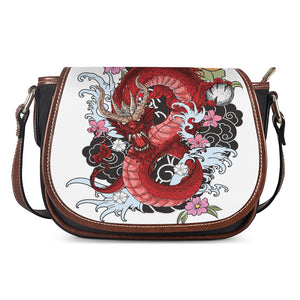 Red Japanese Dragon Tattoo Print Saddle Bag