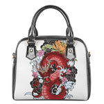 Red Japanese Dragon Tattoo Print Shoulder Handbag