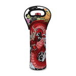 Red Japanese Dragon Tattoo Print Single Neoprene Wine Tote