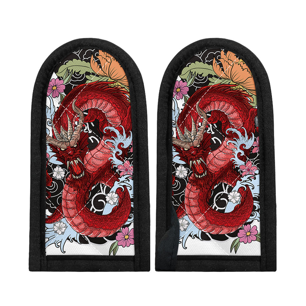 Red Japanese Dragon Tattoo Print Skillet Handle Cover
