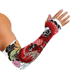 Red Japanese Dragon Tattoo Print Sun Protection Arm Sleeves