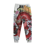 Red Japanese Dragon Tattoo Print Sweatpants