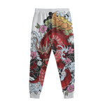 Red Japanese Dragon Tattoo Print Sweatpants