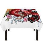 Red Japanese Dragon Tattoo Print Tablecloth