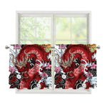 Red Japanese Dragon Tattoo Print Tier Curtains