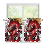 Red Japanese Dragon Tattoo Print Tier Curtains