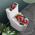 Red Japanese Dragon Tattoo Print Toilet Lid And Tank Cover Set