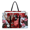 Red Japanese Dragon Tattoo Print Utility Tote Bag