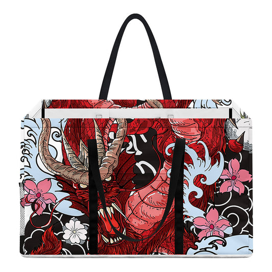 Red Japanese Dragon Tattoo Print Utility Tote Bag