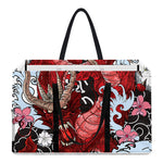 Red Japanese Dragon Tattoo Print Utility Tote Bag