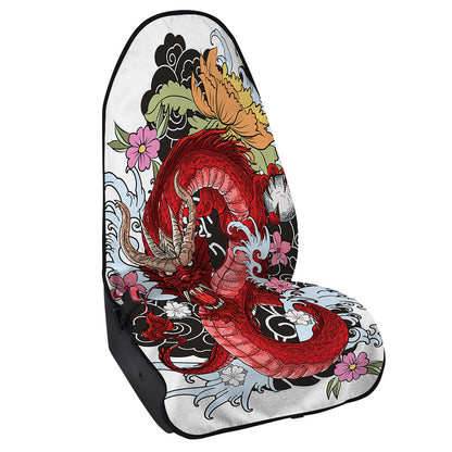 Red Japanese Dragon Tattoo Print Waterproof Car Seat Cover