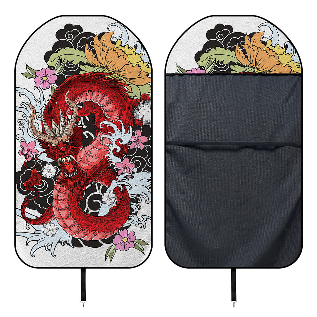 Red Japanese Dragon Tattoo Print Waterproof Car Seat Cover