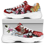 Red Japanese Dragon Tattoo Print White Chunky Shoes