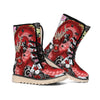 Red Japanese Dragon Tattoo Print Winter Boots