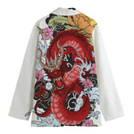 Red Japanese Dragon Tattoo Print Women's Blazer