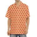 Red Japanese Flower Pattern Print Aloha Shirt