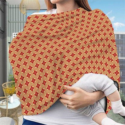 Red Japanese Flower Pattern Print Baby Seat Cover