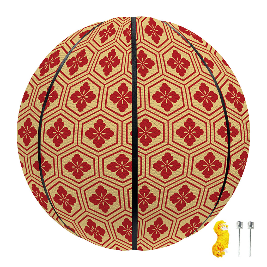 Red Japanese Flower Pattern Print Basketball