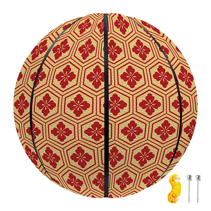 Red Japanese Flower Pattern Print Basketball