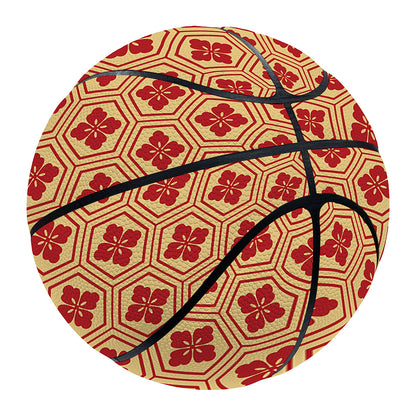 Red Japanese Flower Pattern Print Basketball