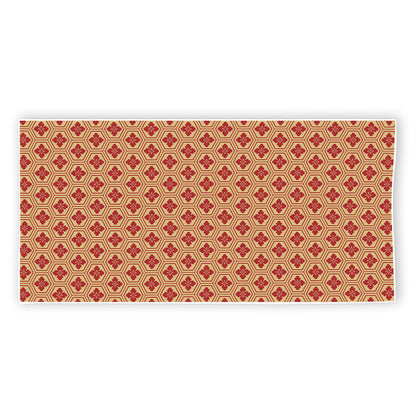 Red Japanese Flower Pattern Print Beach Towel