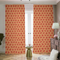 Red Japanese Flower Pattern Print Dimout Pencil Pleat Curtains