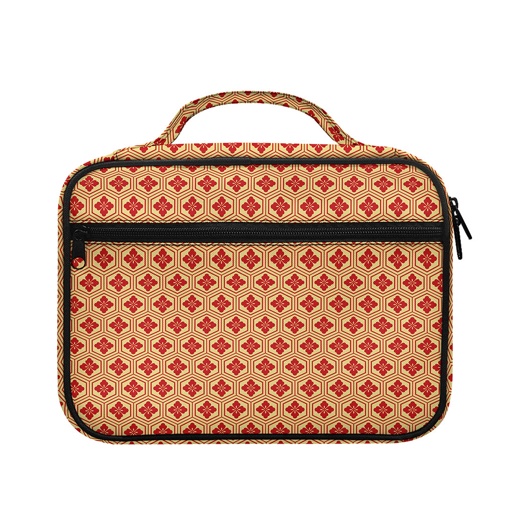 Red Japanese Flower Pattern Print Briefcase Bible Bag