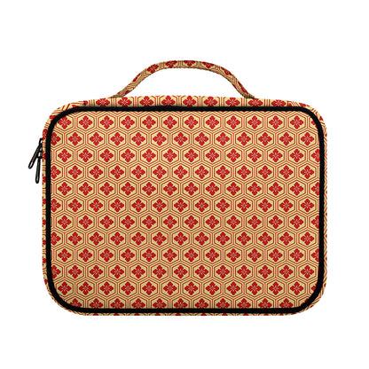Red Japanese Flower Pattern Print Briefcase Bible Bag