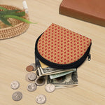 Red Japanese Flower Pattern Print Coin Purse