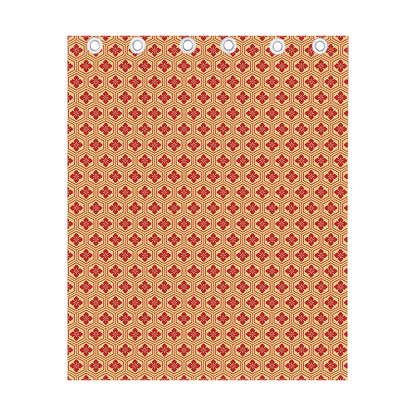 Red Japanese Flower Pattern Print Curtain