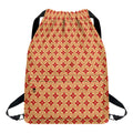 Red Japanese Flower Pattern Print Drawstring Backpack
