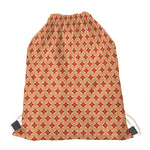 Red Japanese Flower Pattern Print Drawstring Bag