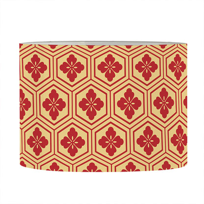 Red Japanese Flower Pattern Print Drum Lamp Shade
