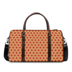 Red Japanese Flower Pattern Print Duffle Bag