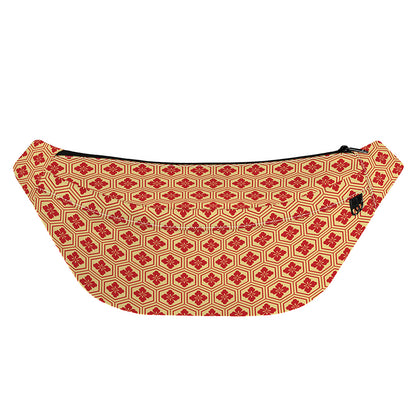 Red Japanese Flower Pattern Print Fanny Pack