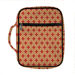 Red Japanese Flower Pattern Print Front Pocket Bible Bag