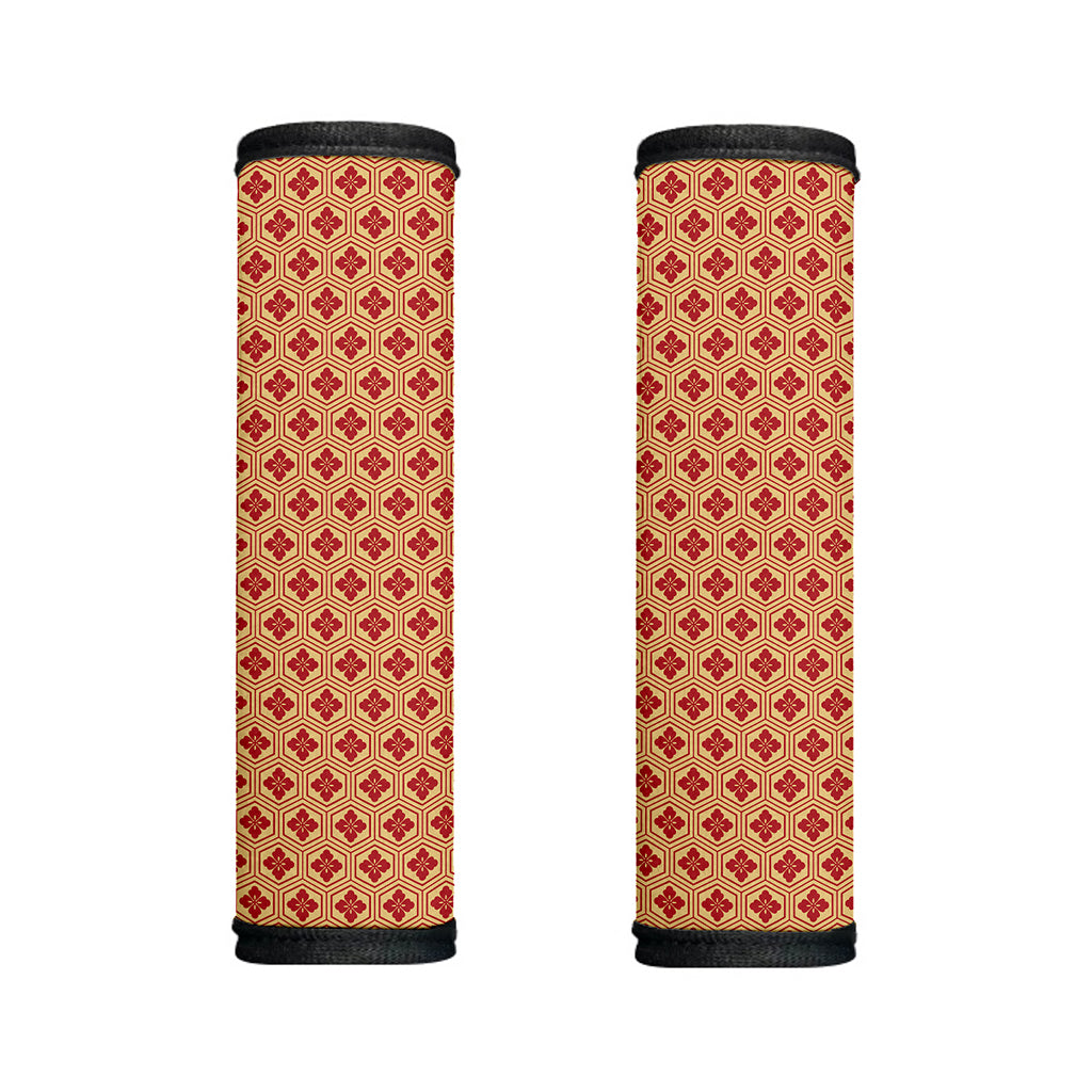 Red Japanese Flower Pattern Print Handle Covers