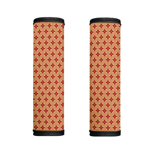 Red Japanese Flower Pattern Print Handle Covers
