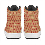 Red Japanese Flower Pattern Print High Top Leather Sneakers