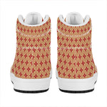 Red Japanese Flower Pattern Print High Top Leather Sneakers