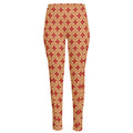 Red Japanese Flower Pattern Print High-Waisted Pocket Leggings