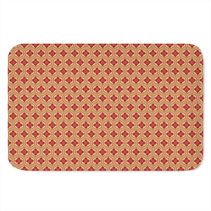 Red Japanese Flower Pattern Print Indoor Door Mat