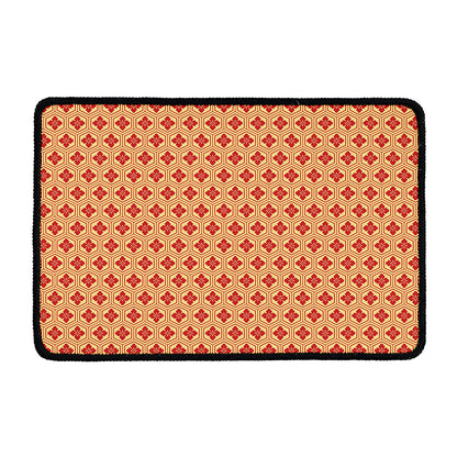 Red Japanese Flower Pattern Print Kitchen Mat